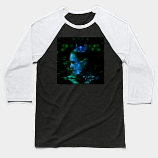 Portrait, digital collage and special processing. Woman in higher state of energy level. Blue and green. Baseball T-Shirt